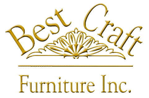 The Best Craft Furniture logo. The words Best Craft Furniture are in gold, arrayed around a tiara-like logo