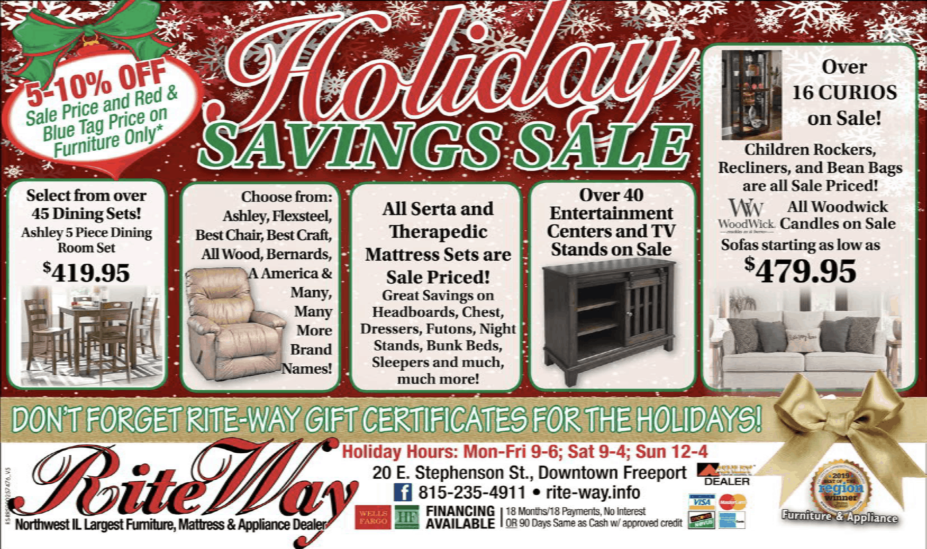 Open Sundays Through Christmas—Holiday Savings Sale Begins Today Riteway