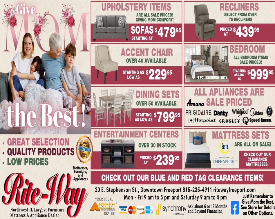A newspaper ad for our Mother's Day Sale